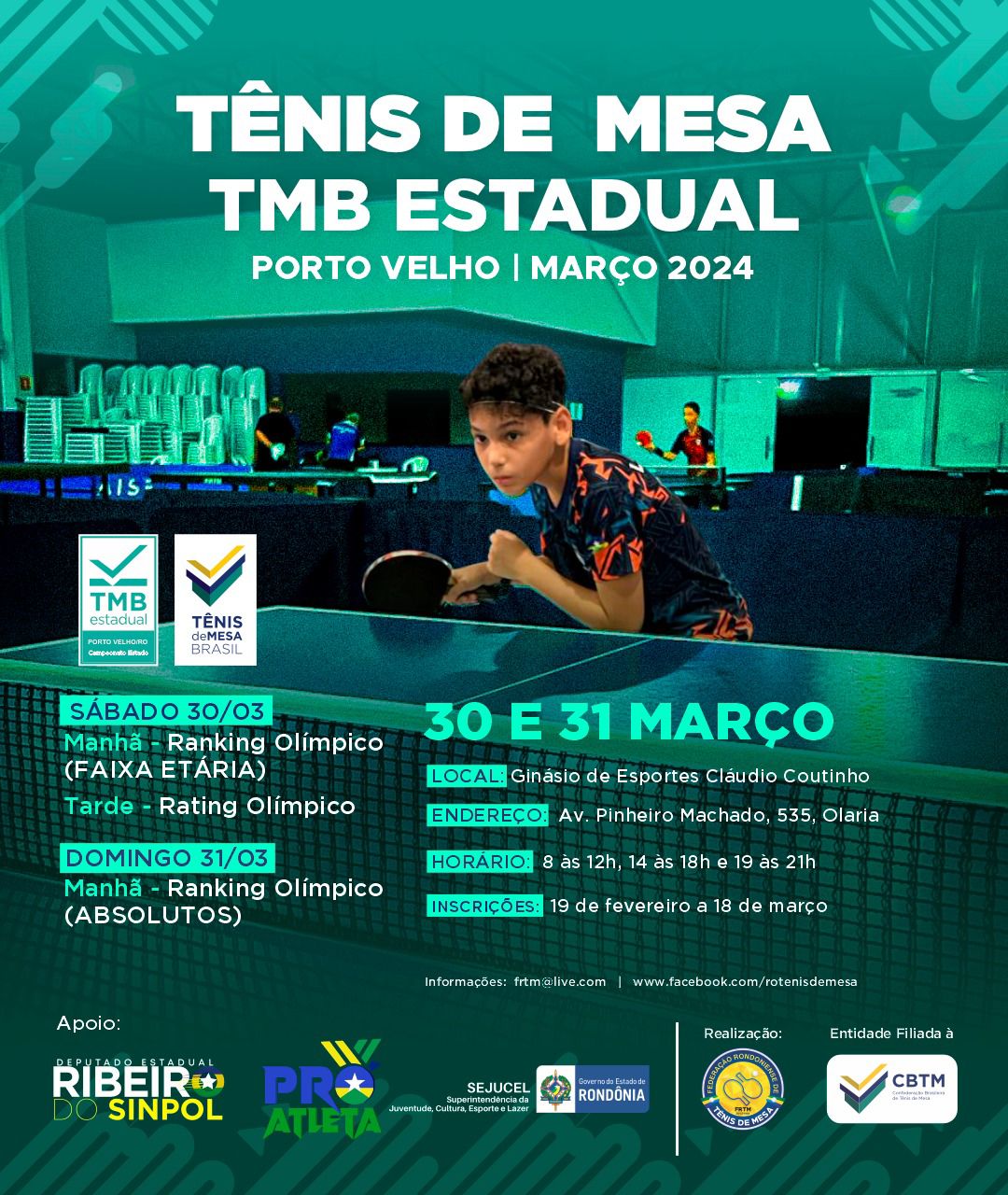 TÊNIS DE MESA: TMB Estadual de Tênis de mesa acontece neste final de semana, em Porto Velho