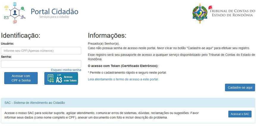 RECADASTRAMENTO: TCE-RO lança nova versão do Portal Cidadão e divulga novos procedimentos