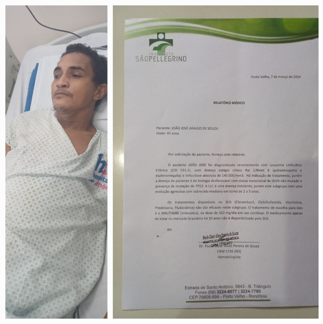 APELO: Homem com leucemia precisa de medicação de alto custo em Porto Velho