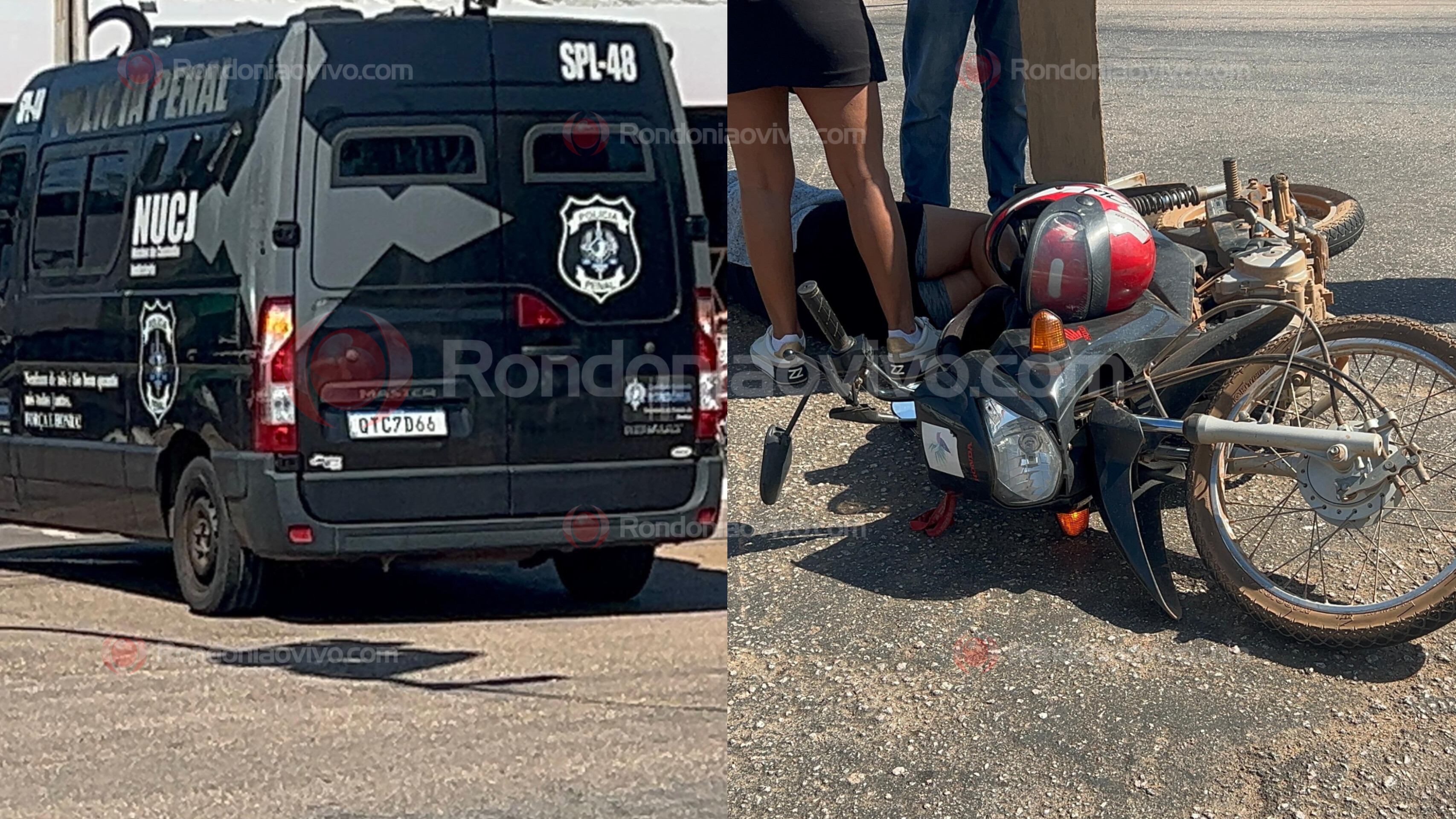 VÍDEO: Viatura da Polícia Penal se envolve em acidente e mulher fica ferida