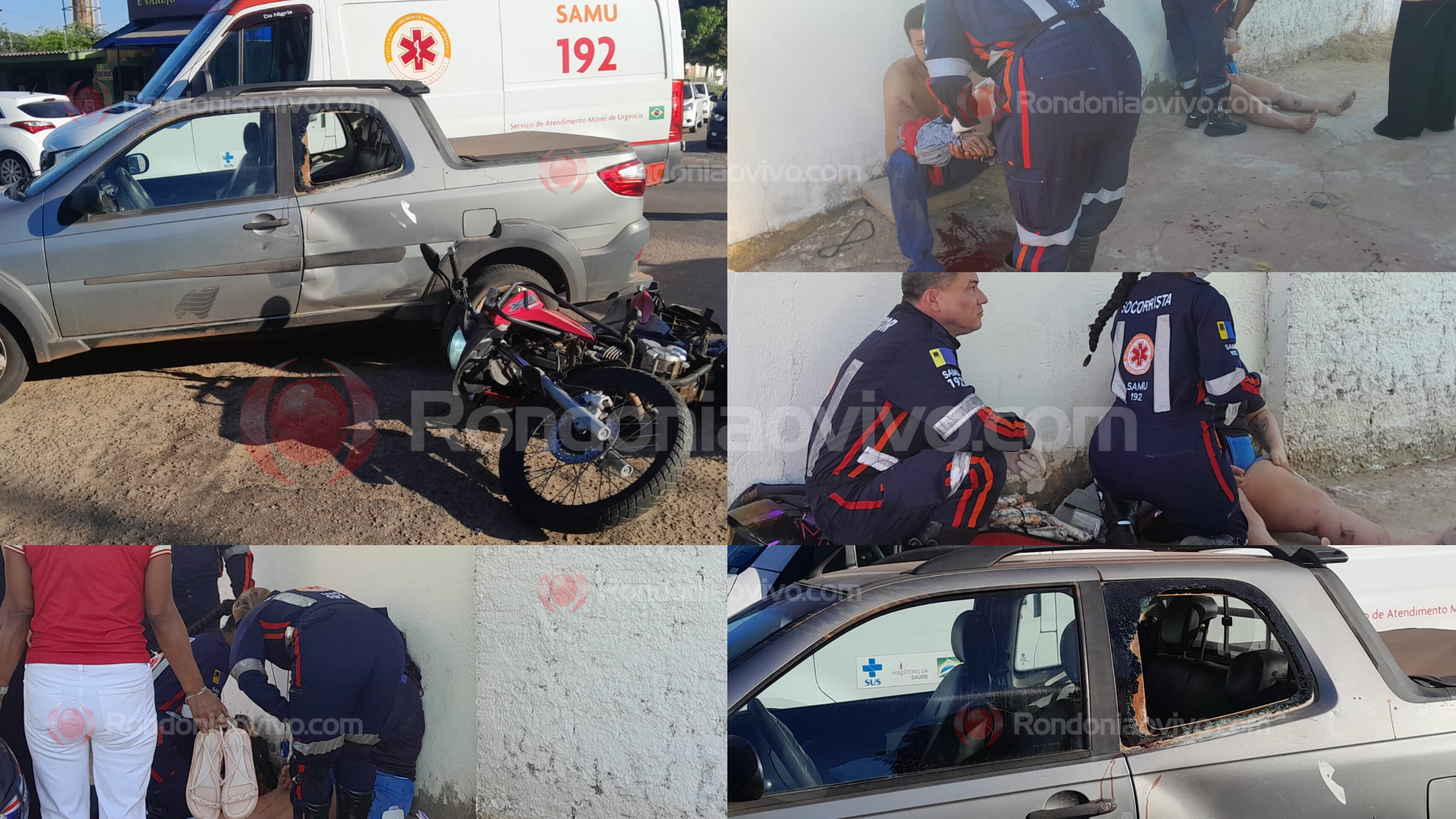 URGENTE: Moto XRE300 ocupada por casal e criança bate em cheio contra carro