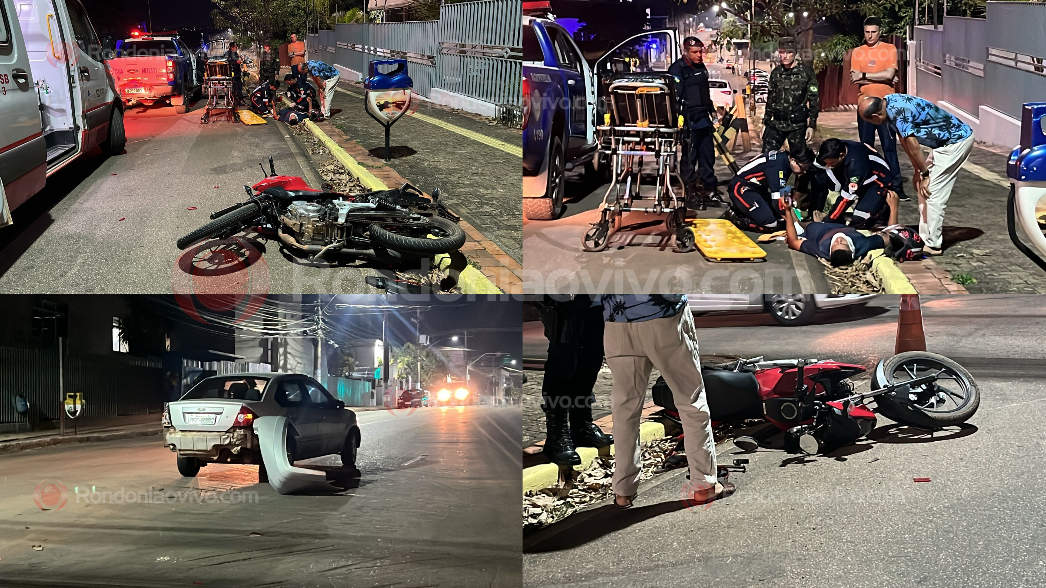 NO CENTRO: Colisão entre carro e moto deixa jovem com fratura na perna 