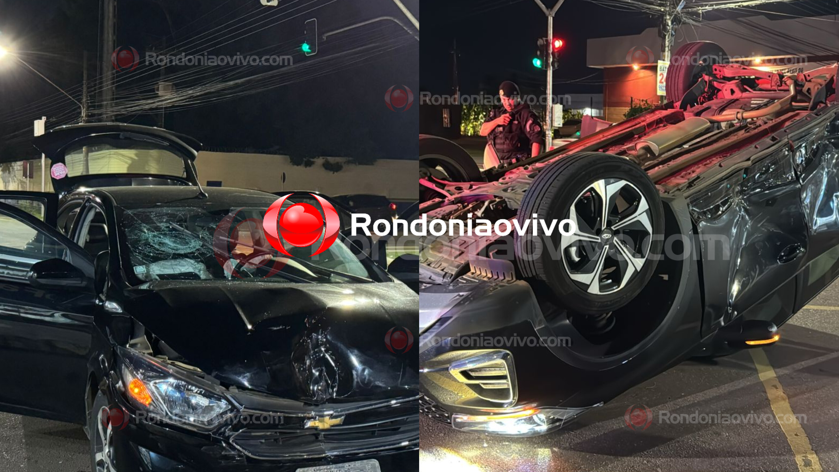 URGENTE: Carro Tiggo capota após forte colisão na Avenida Calama 