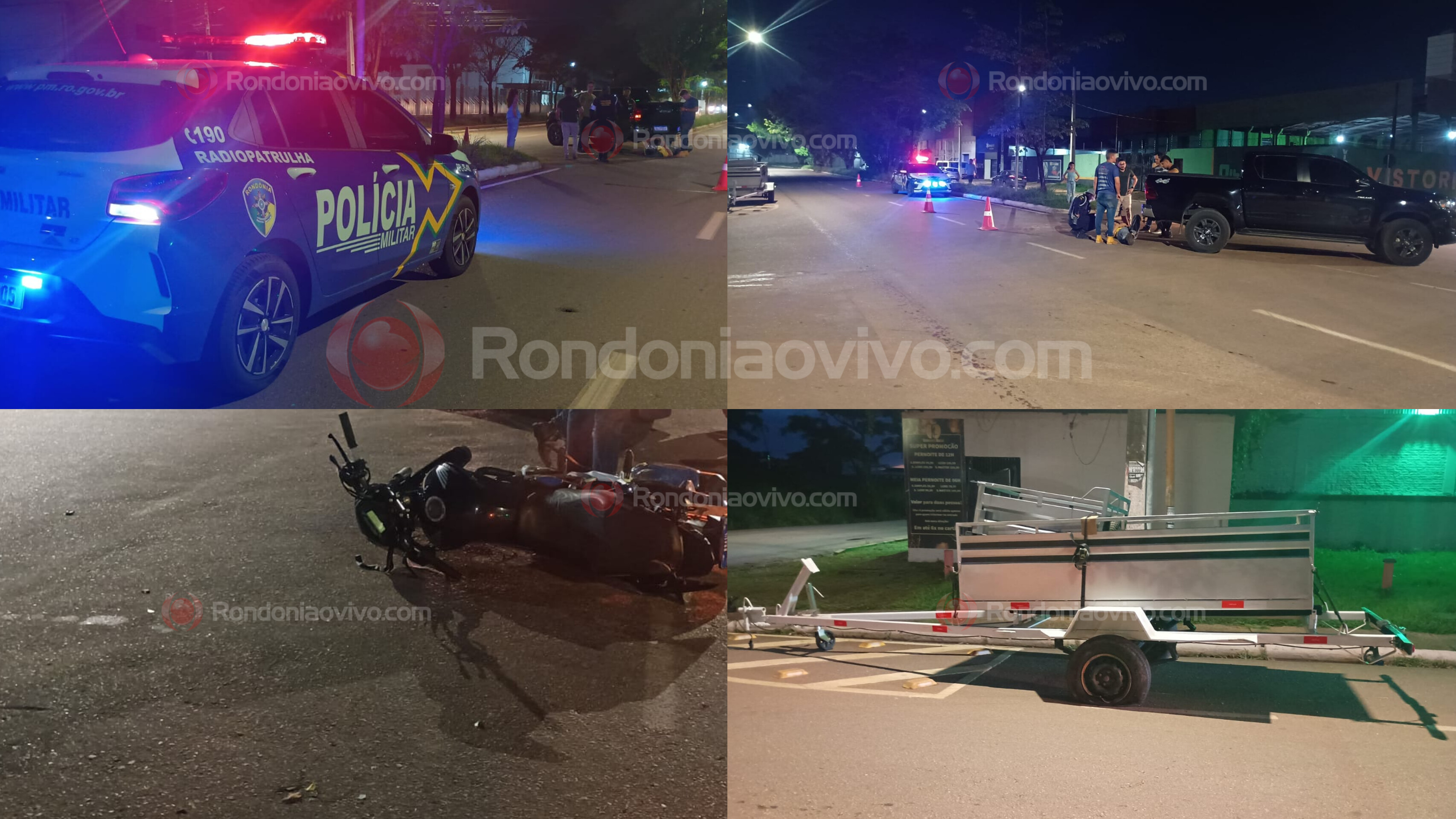 URGENTE: Motociclista bate fortemente em reboque de caminhonete na Rio Madeira 