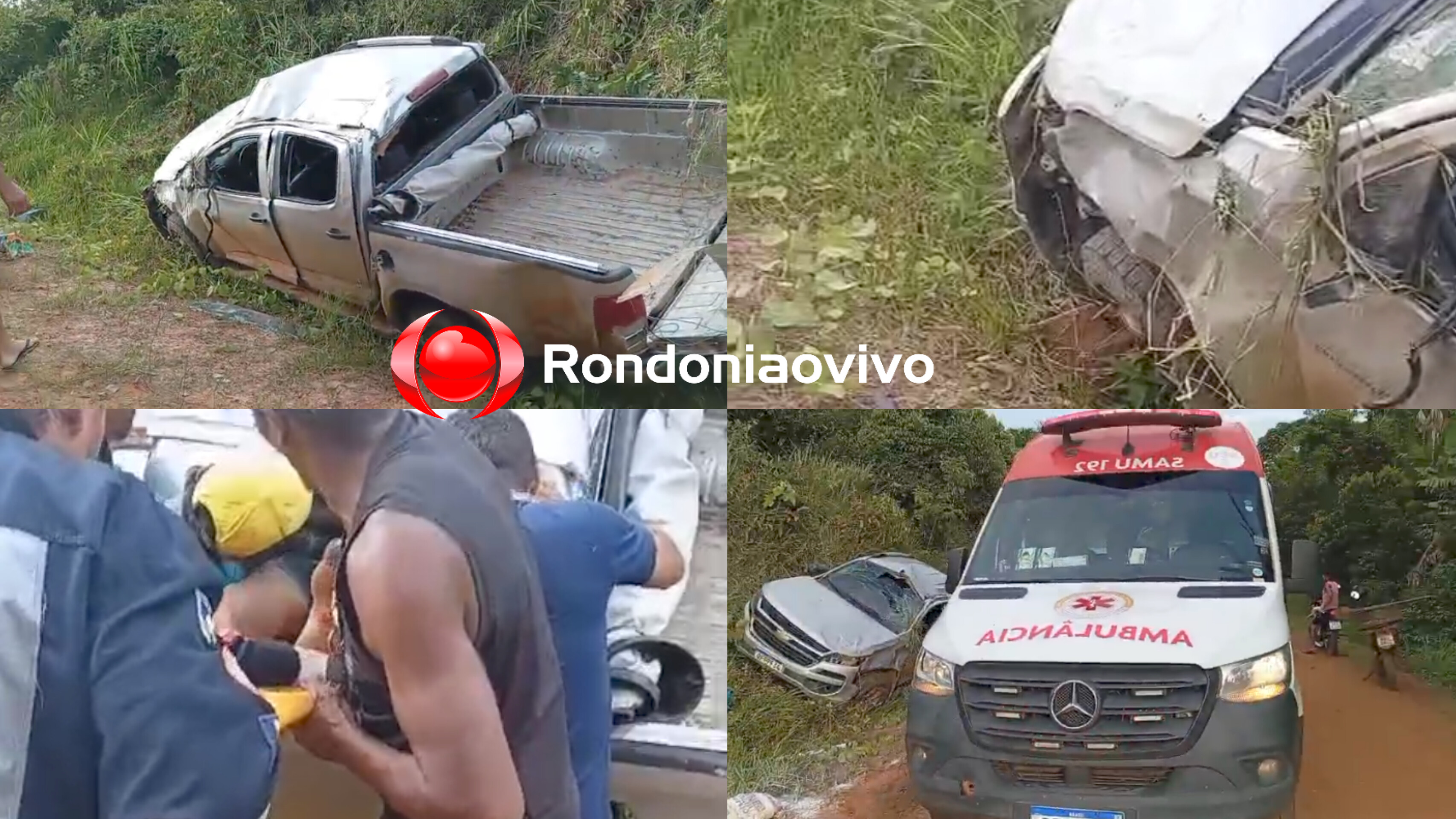 CAPOTAMENTO: Grave acidente deixa dois ocupantes de caminhonete feridos 