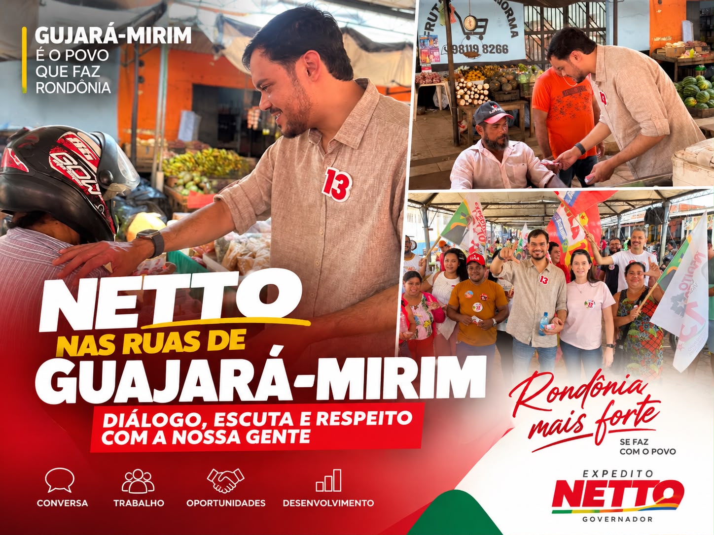 ELEIÇÕES 2026: Expedito Netto visita feira popular de Guajará-Mirim e conversa com moradores