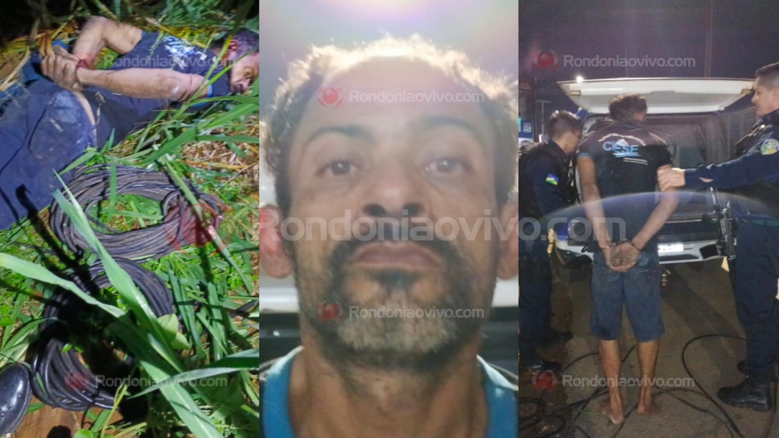 VÍDEO: Homem é preso em flagrante furtando cabos de torre da Claro