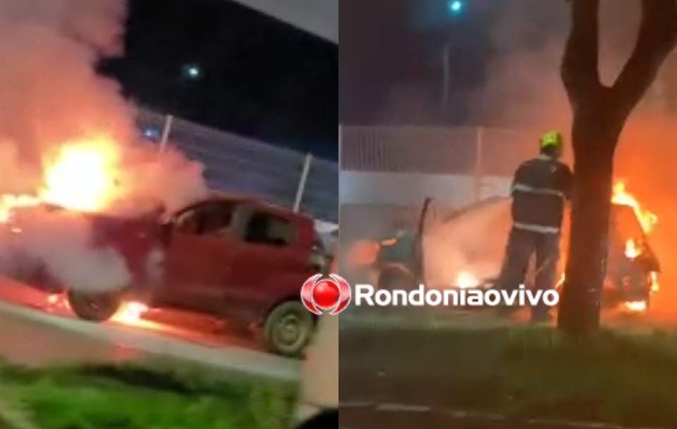 VÍDEO: Automóvel é destruído por incêndio em avenida na capital 