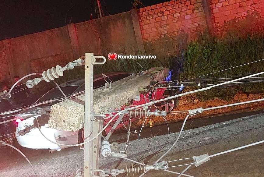 PERSEGUIÇÃO: Bandido rouba carro, agride vítima e derruba quatro postes durante fuga em Civic