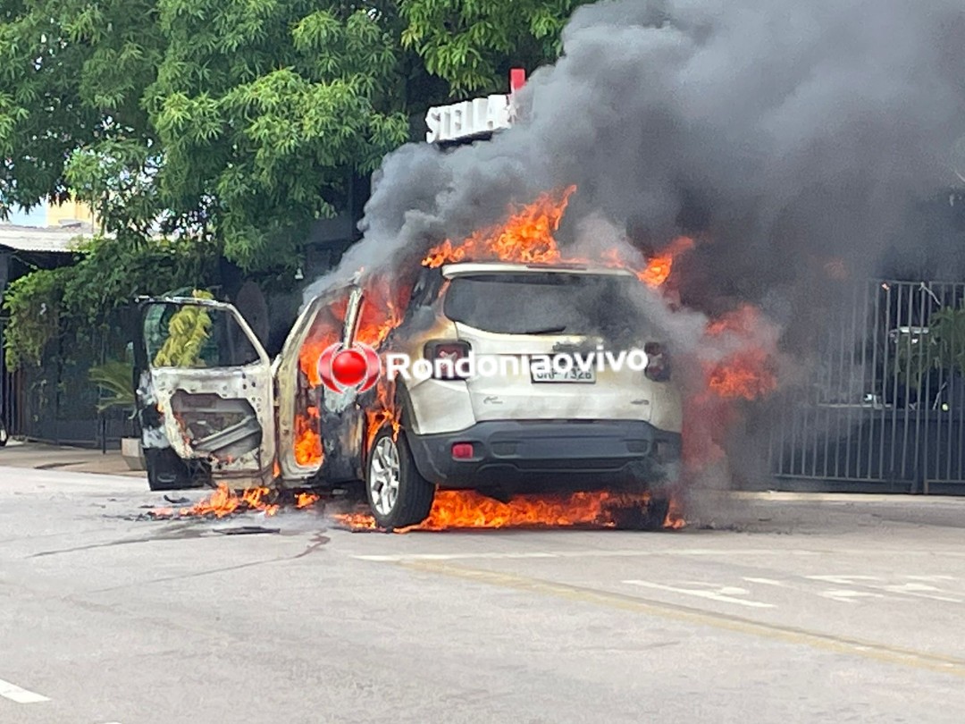 ASSISTA: Jeep é destruído por incêndio no Centro de Porto Velho