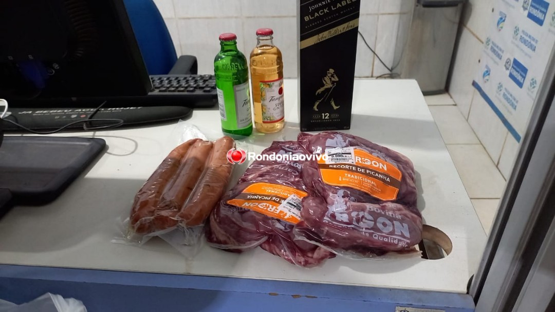 CHURRASCO CANCELADO: Homem é preso furtando picanha e whisky no Irmãos Gonçalves 