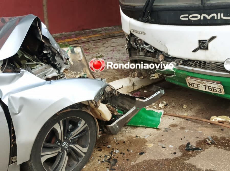 FRONTAL Motorista invade contramão e bate de frente com ônibus do IFRO
