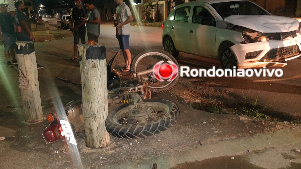 AVANÇOU: Motociclista sofre grave acidente em batida com carro de aplicativo