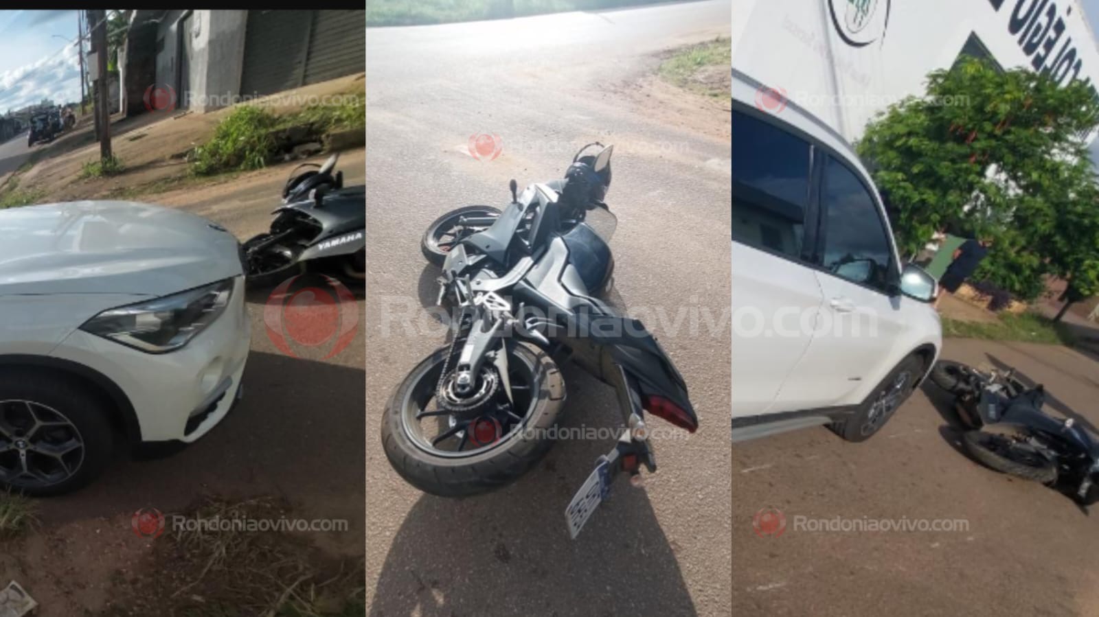 INVADIU:  Acidente envolvendo BMW deixa motociclista com fratura