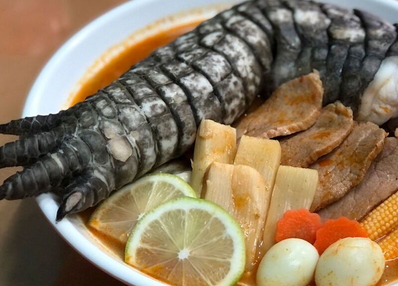 À LA GODZILLA: Restaurante serve macarrão com pata de crocodilo