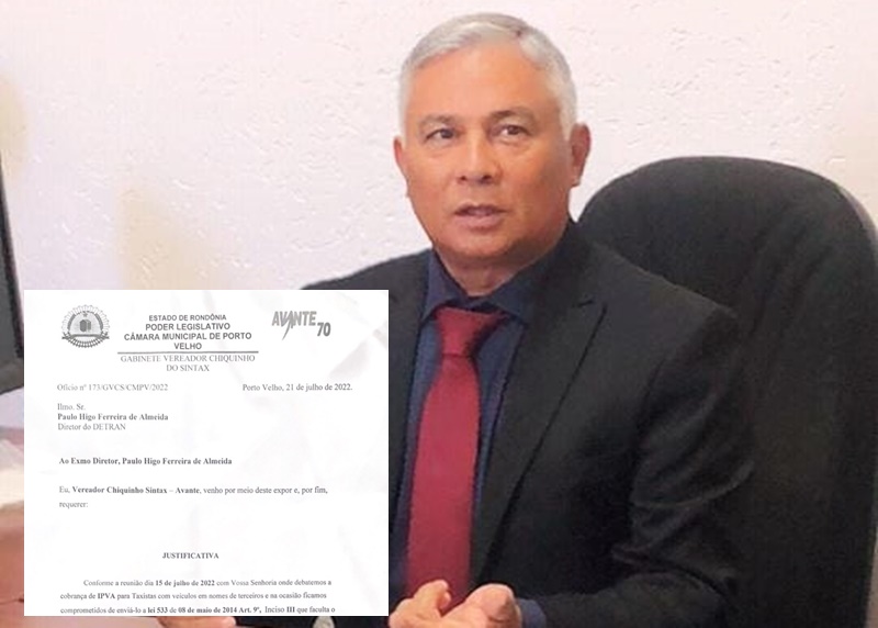 VEREADOR: Chiquinho do Sintax pede isenção de IPVA a taxistas que utilizam carro em nome de terceiros