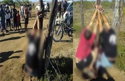 Dois PMs são amarrados em uma estaca e executados brutalmente por traficantes