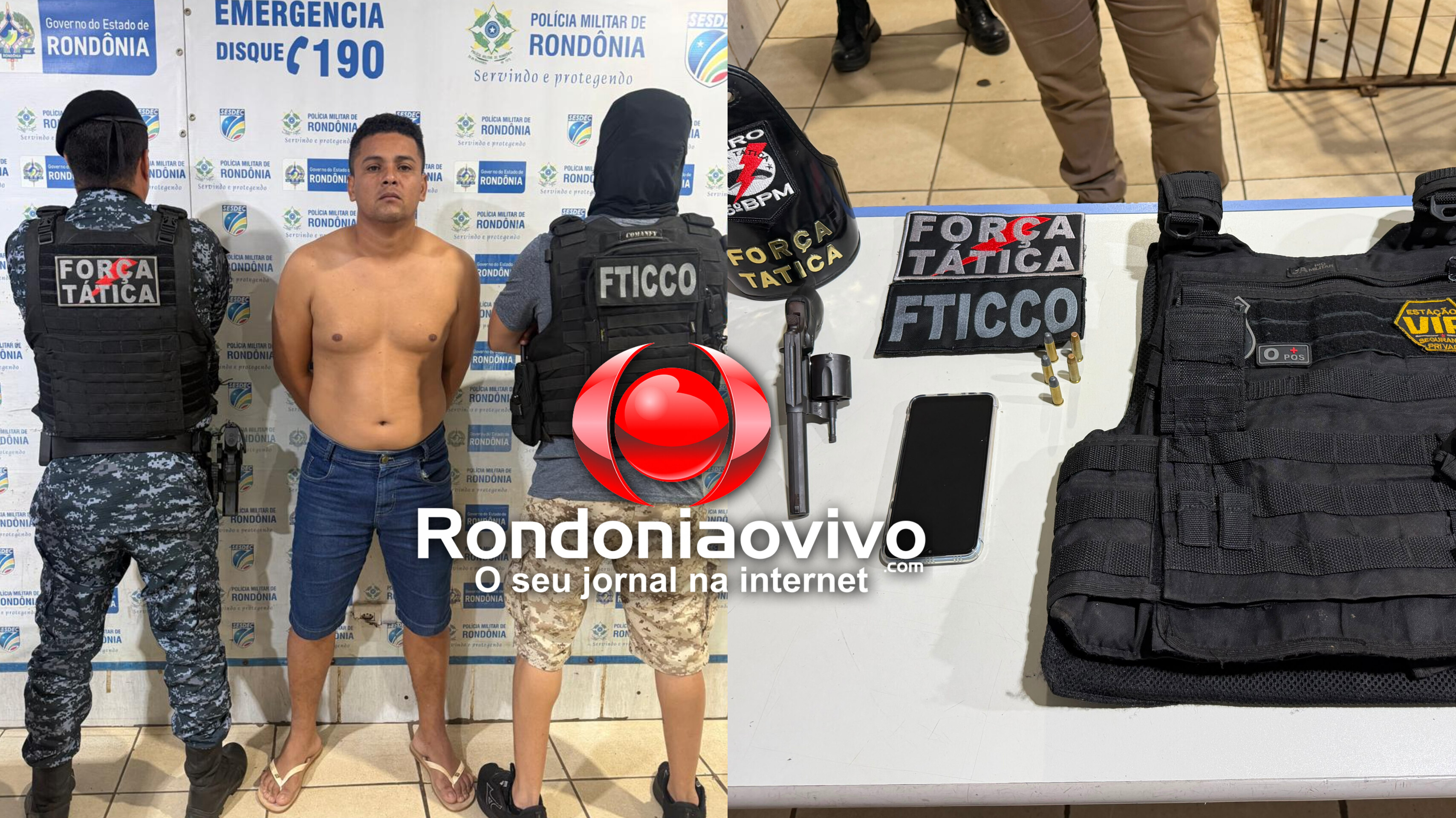 IDENTIFICADO: Força Tática prende acusado de roubar vigilante da UNIR e recupera arma e colete