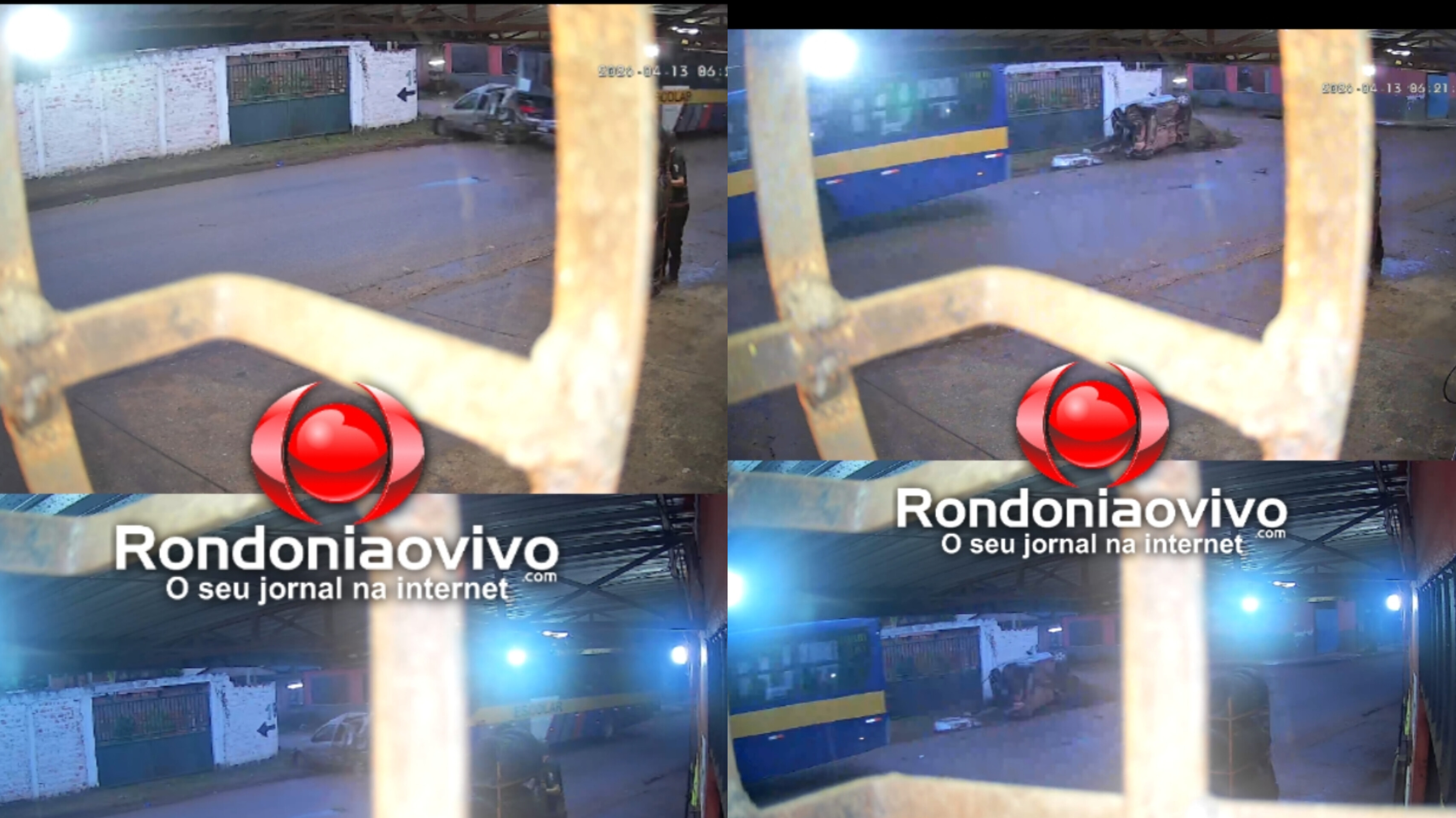 URGENTE: Ônibus escolar arrasta e capota carro estacionado