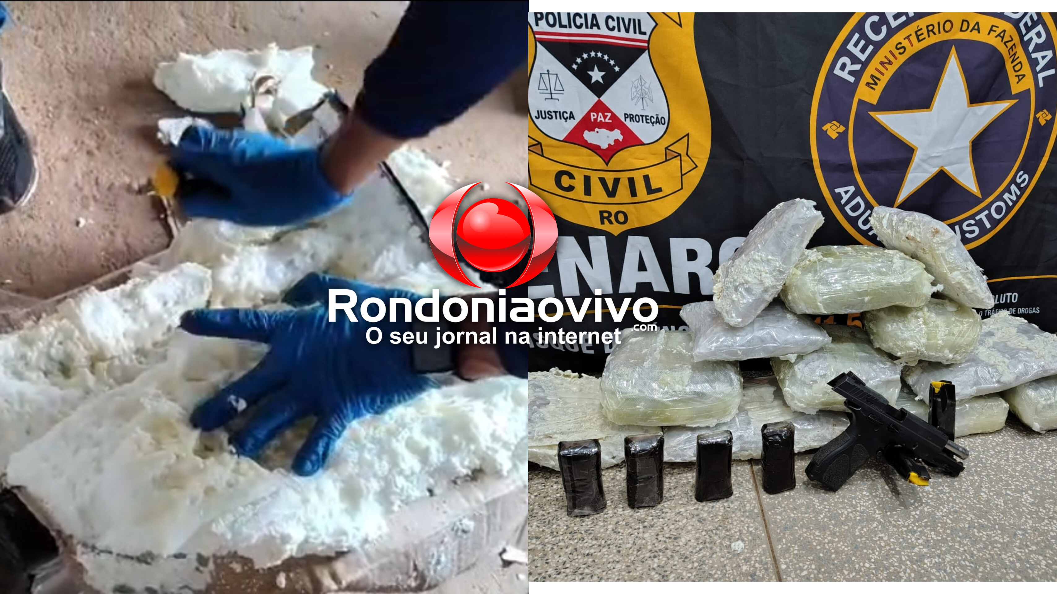VÍDEO: Denarc e Receita Federal apreendem 12 kg de skunk e arma que iam para o Sudeste 