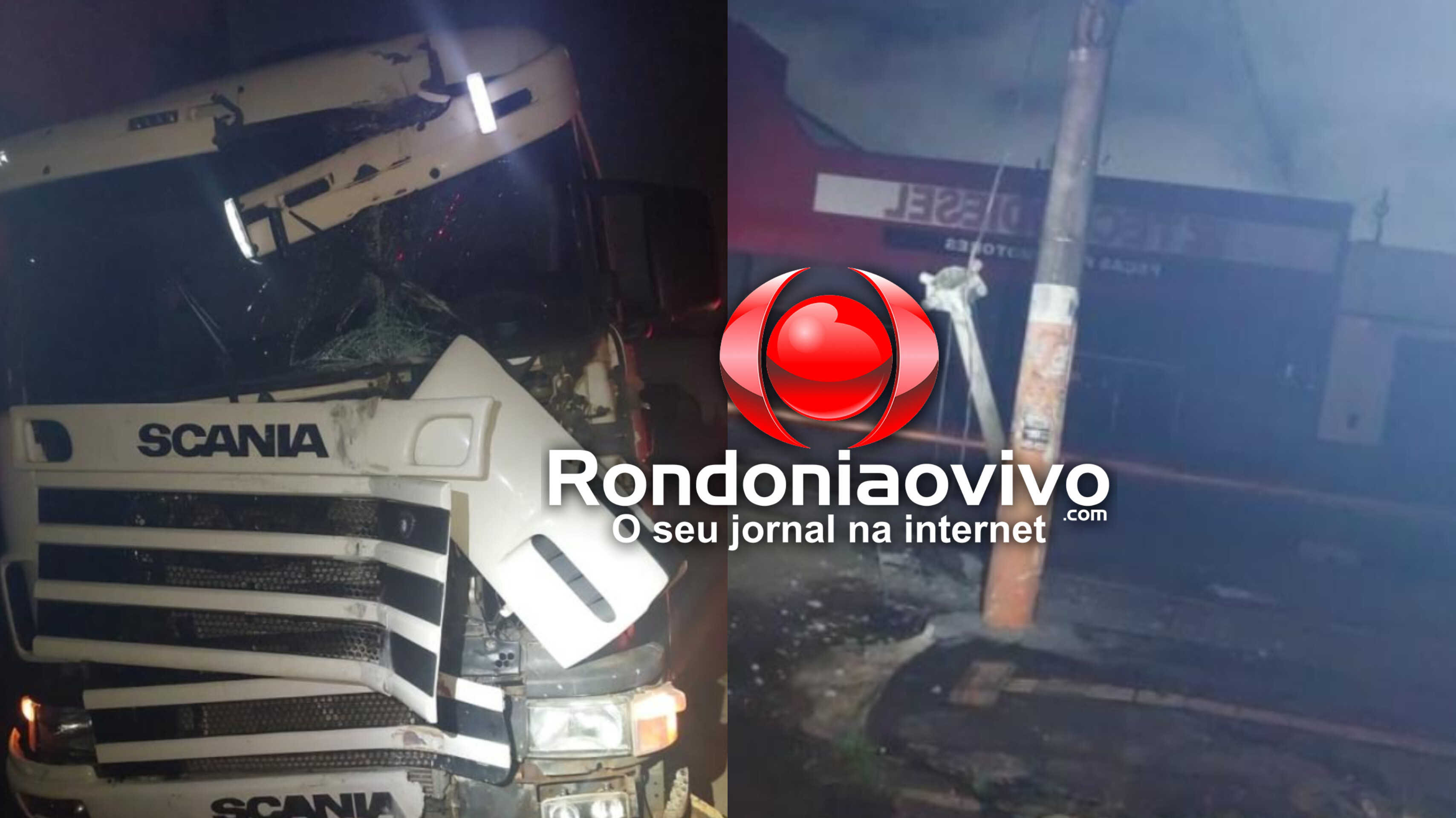 BÊBADO NO TRÂNSITO: Caminhoneiro derruba poste e tenta fugir da PM, mas é preso após perseguição