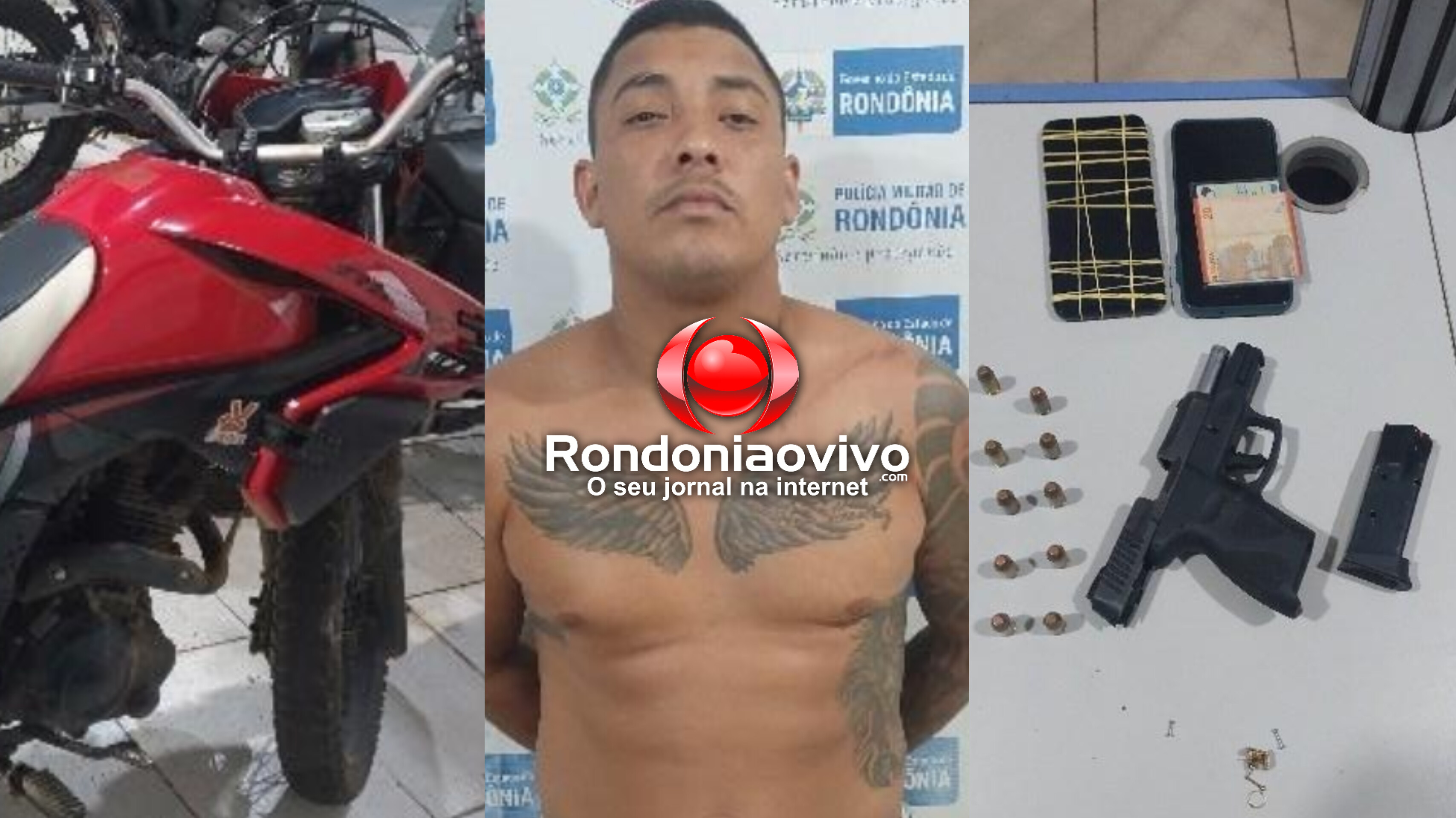 TENTOU FUGIR: Motociclista preso com pistola .40 na cintura diz que era ameaçado por facção