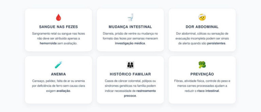 CÂNCER COLORRETAL: Sintomas que jovens e adultos não devem atribuir só à alimentação antes dos 50