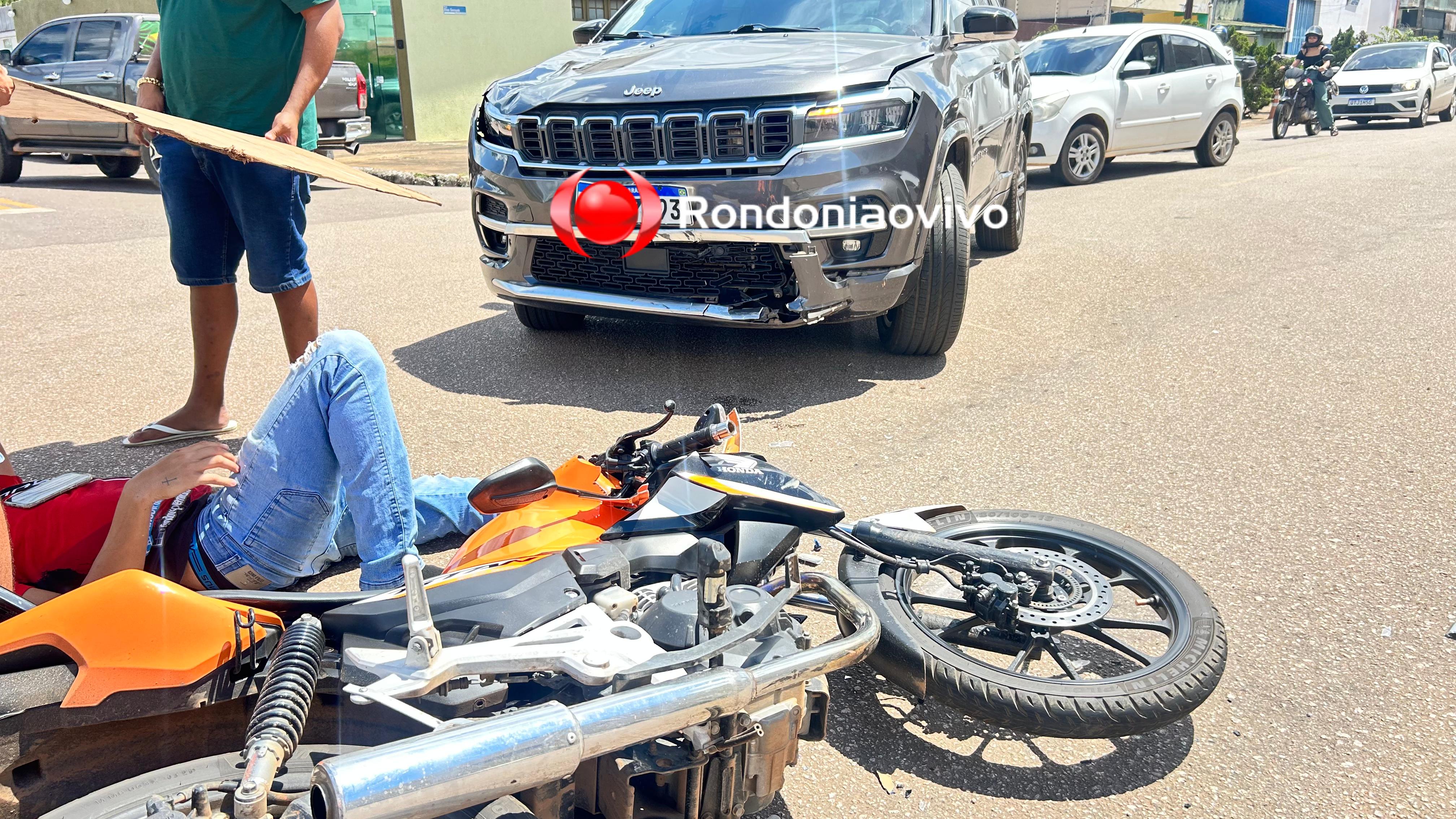 VÍDEO: Batida frontal deixa motociclista seriamente ferido