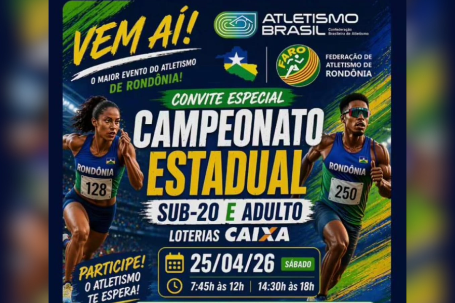 EM PORTO VELHO: FARO promove Campeonato Estadual Sub-20 e Adulto de Atletismo