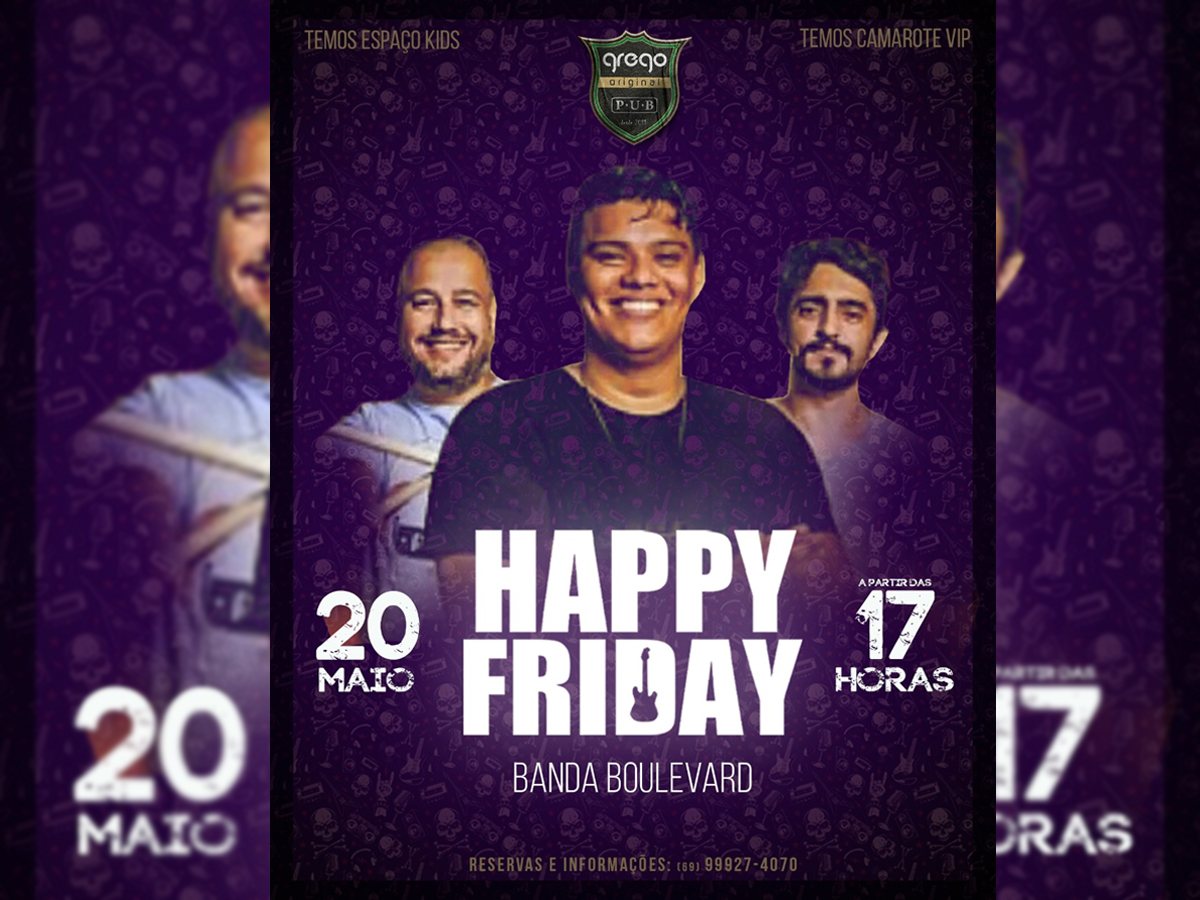 SHOWS E GASTRONOMIA: Venha curtir 'Happy Friday' e a 'Feijoada com Rock' do Grego Original