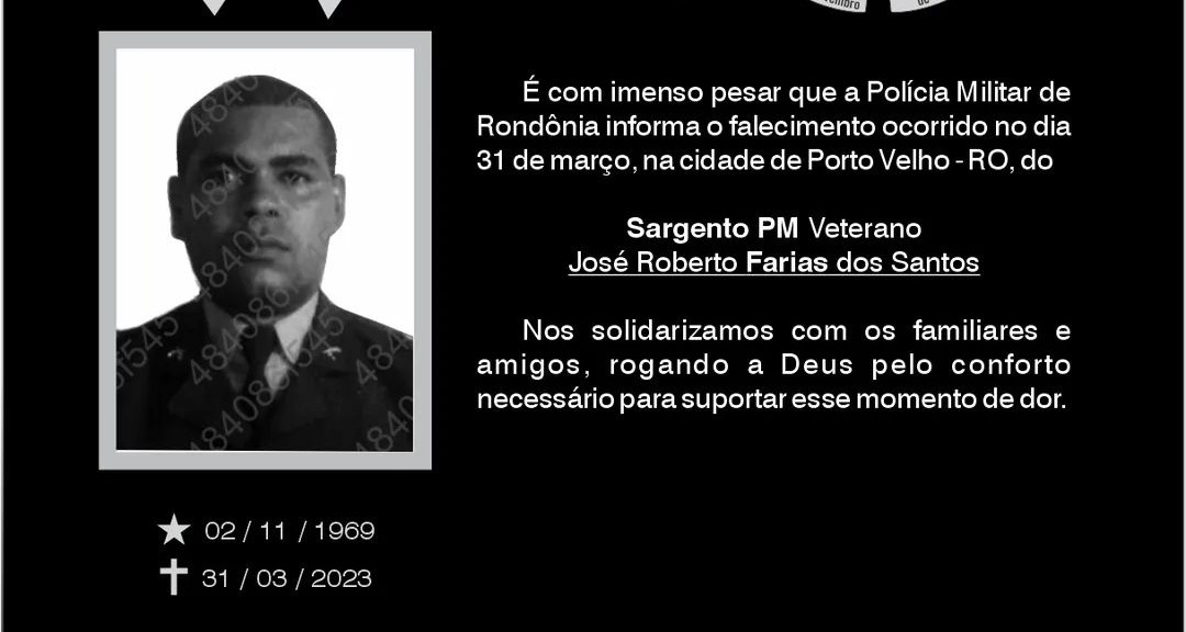 LUTO: Nota de pesar pela morte de sargento da Polícia Militar de Rondônia 