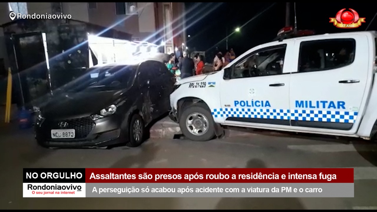 PERSEGUIÇÃO: Bandidos são presos no Orgulho do Madeira após roubo e colisão com viatura 