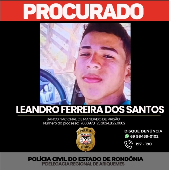 PROCURADO: Polícia Civil busca prender foragido da Justiça em RO 