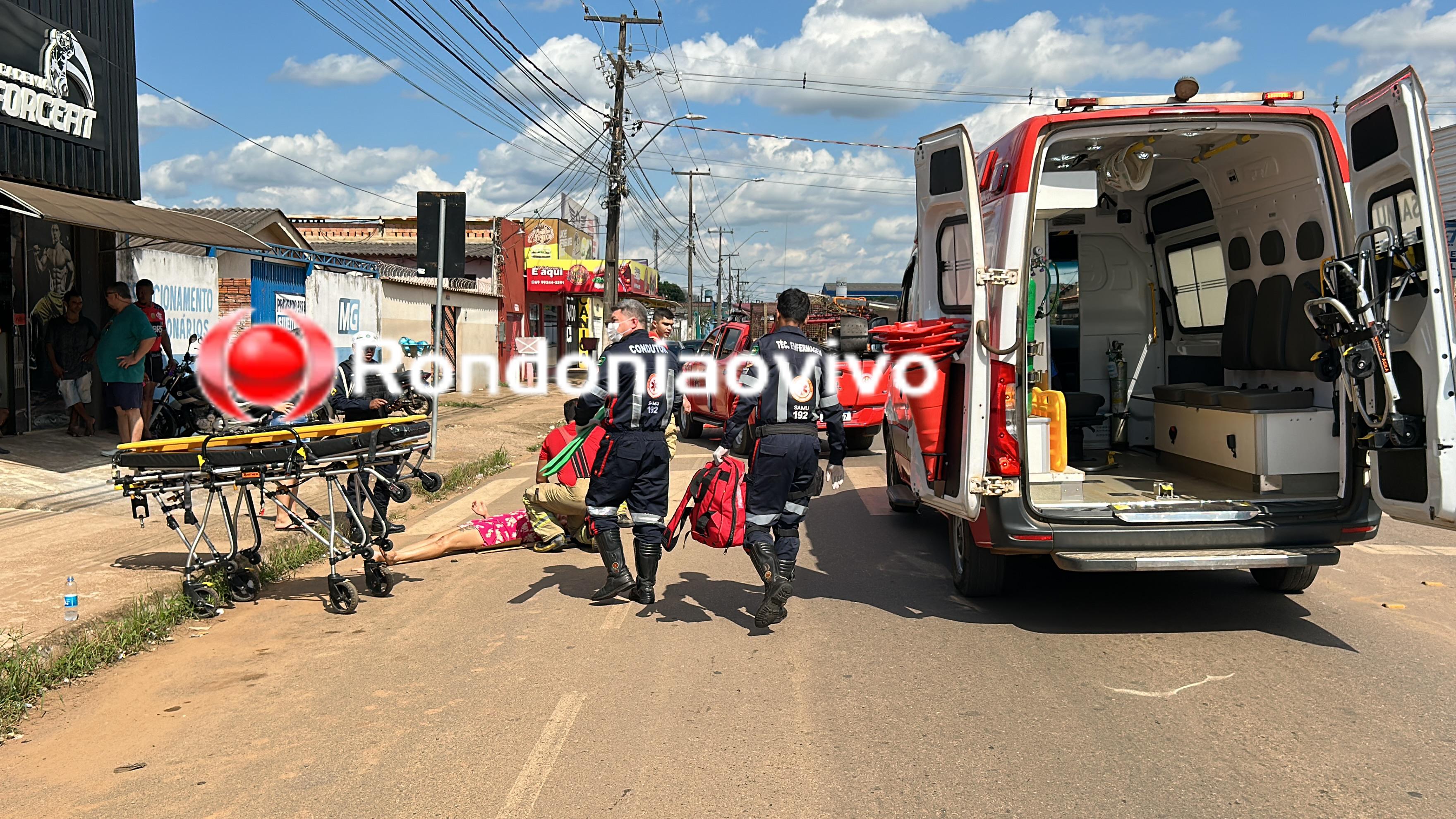 VÍDEO: Pedestre e motociclista ficam gravemente feridos em atropelamento