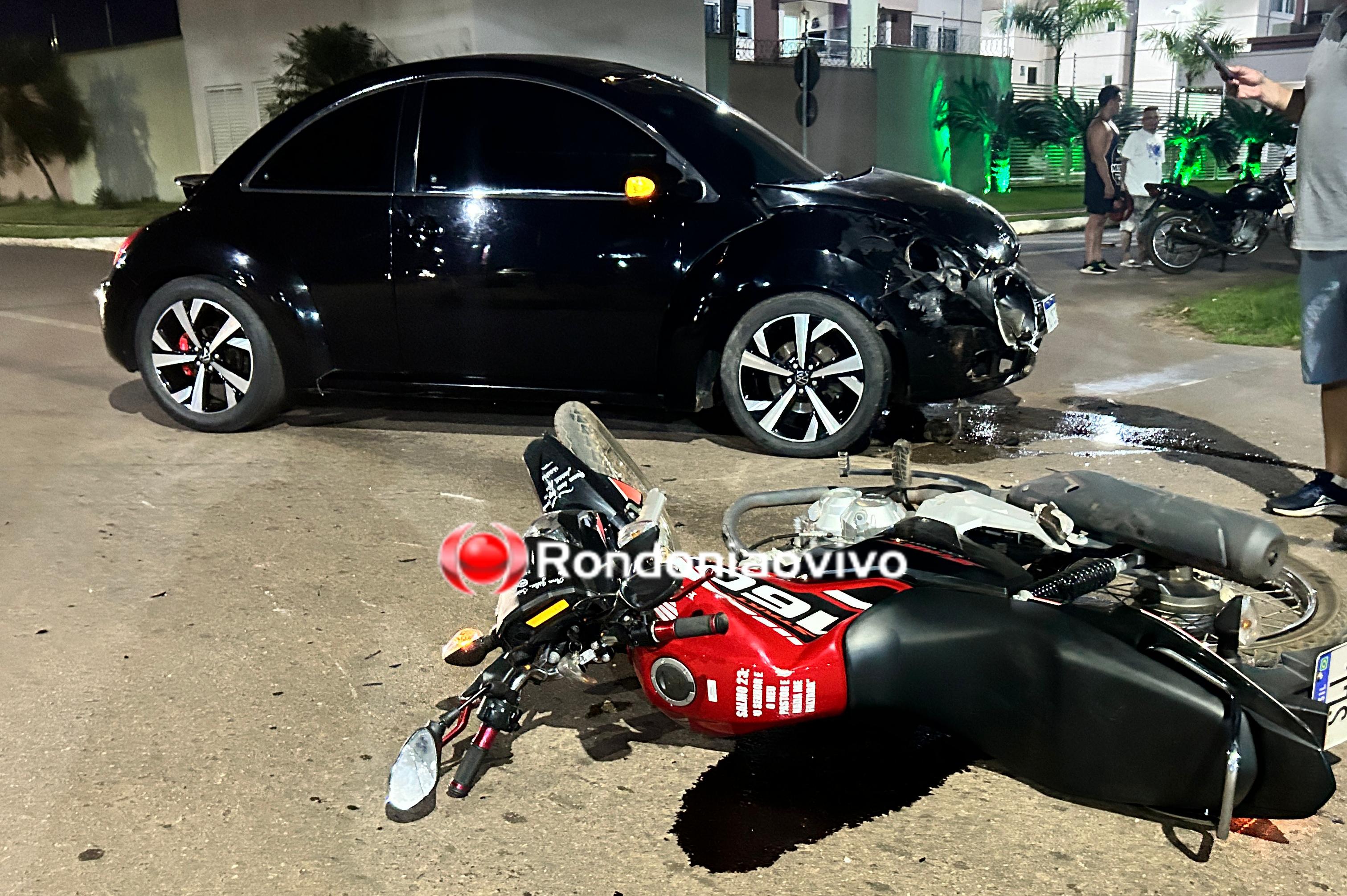 VÍDEO: Motociclista avança cruzamento e fica seriamente lesionado