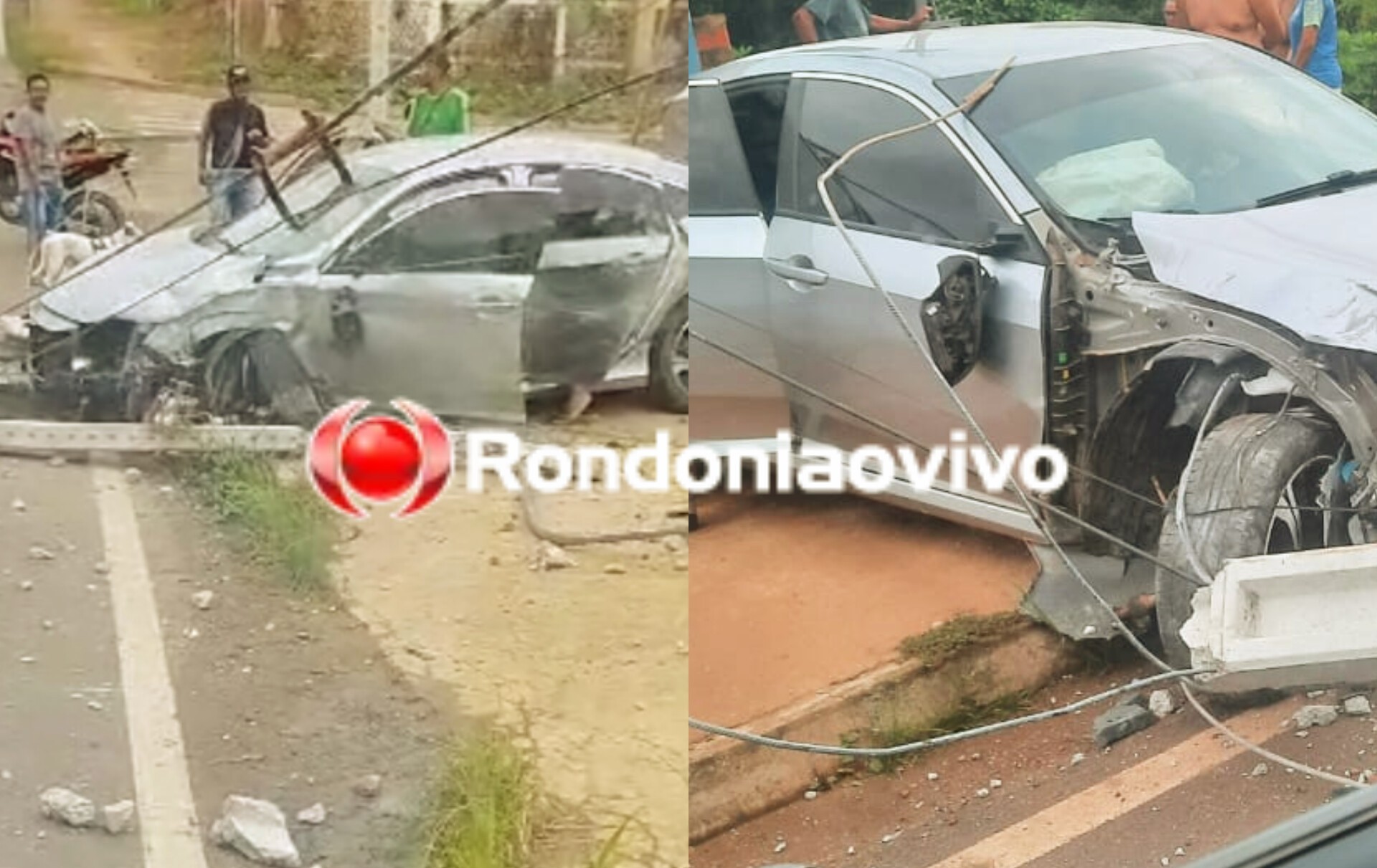 CAOS: Honda Civic derruba poste na Rua da Beira e deixa moradores sem energia 