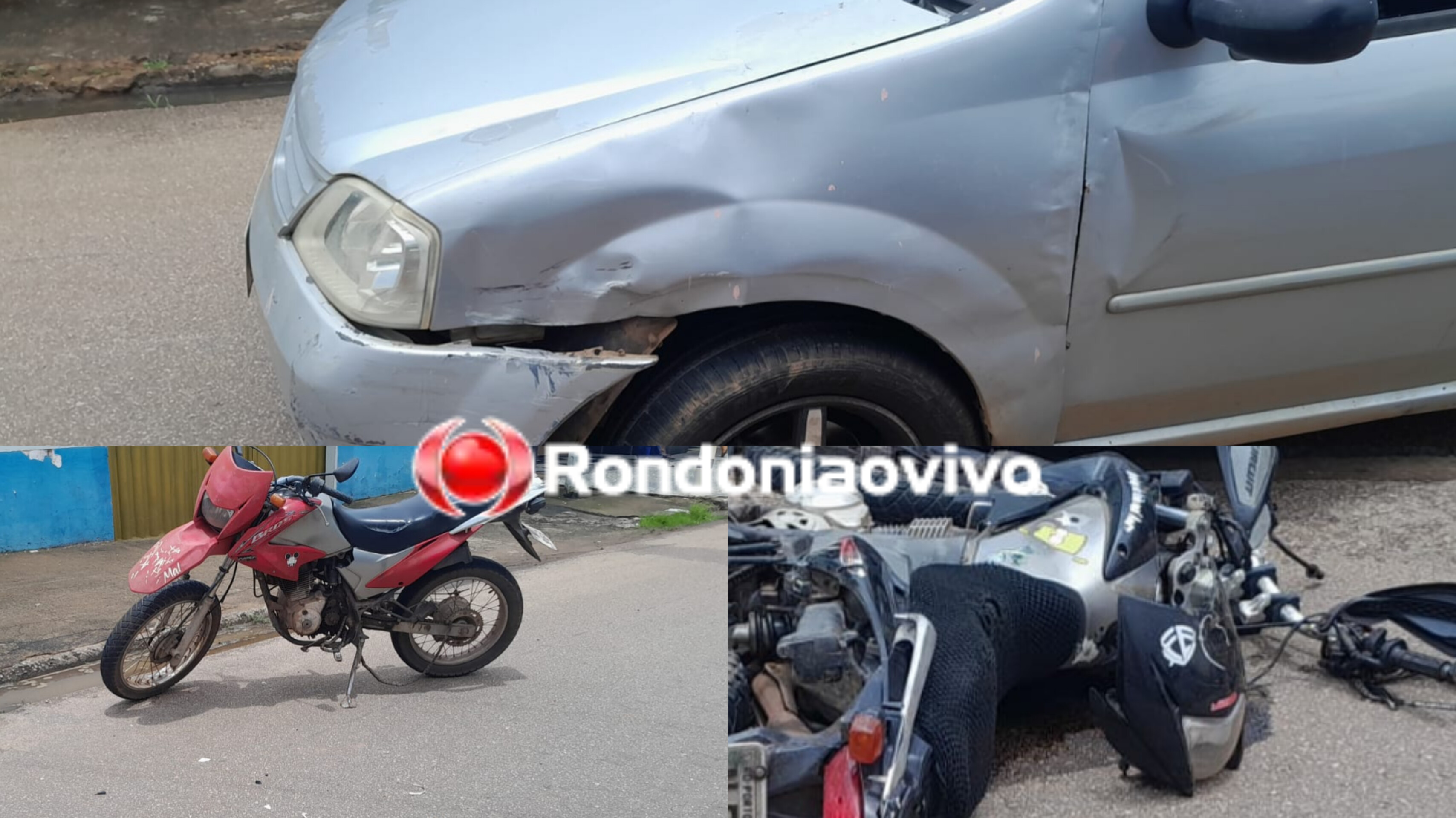 NAS PERNAS: Motociclista sofre duas fraturas expostas após grave acidente entre três veículos