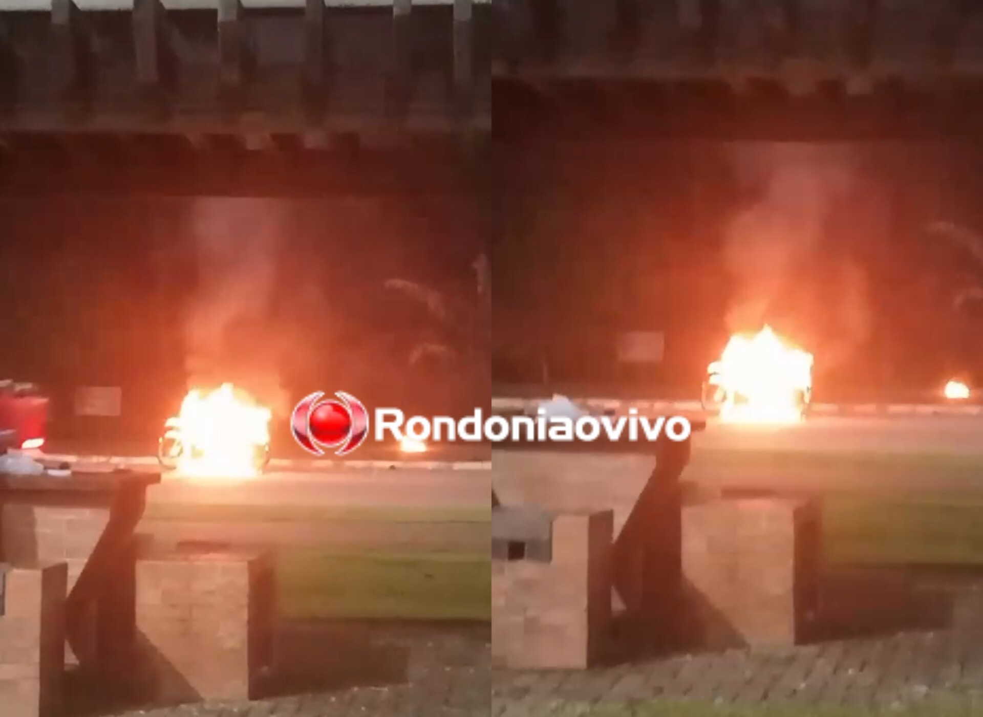 VÍDEO: Motocicleta é destruída por incêndio no Espaço Alternativo 