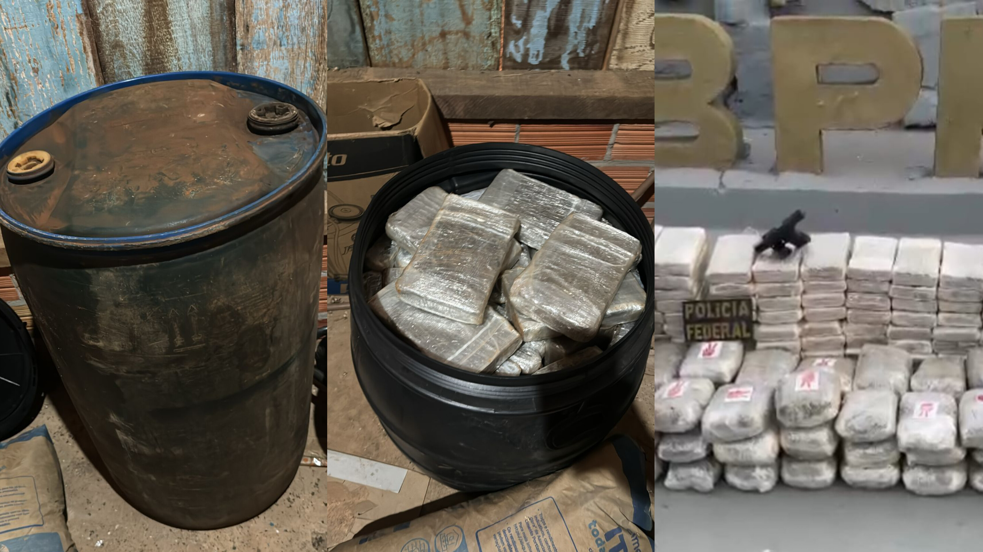 FLAGRANTE: PF e PM prendem homem com 200 quilos de droga em galões de combustível 