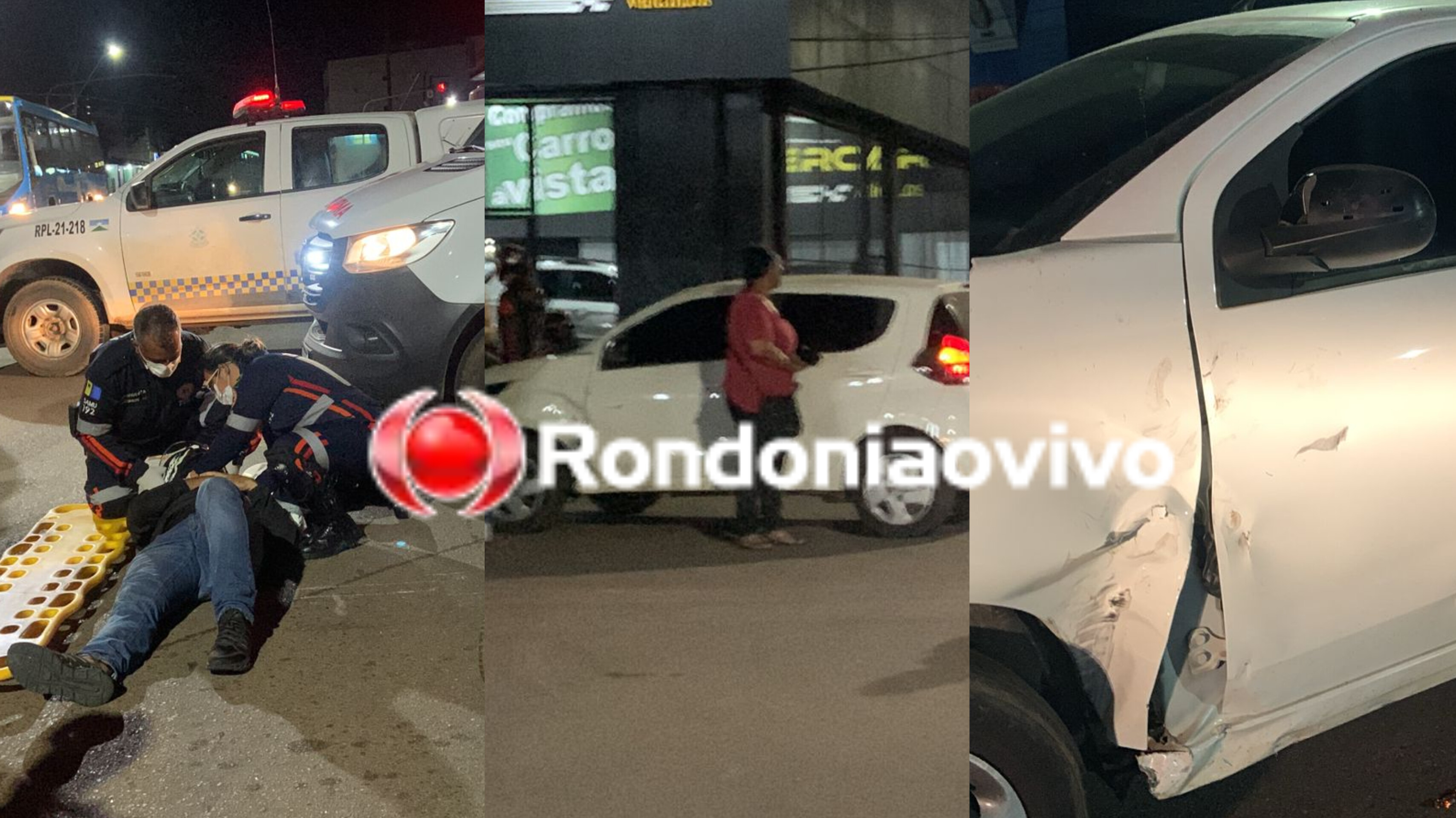 COLISÃO NA AMAZONAS: Motociclista sai de posto de combustíveis e bate violentamente contra carro