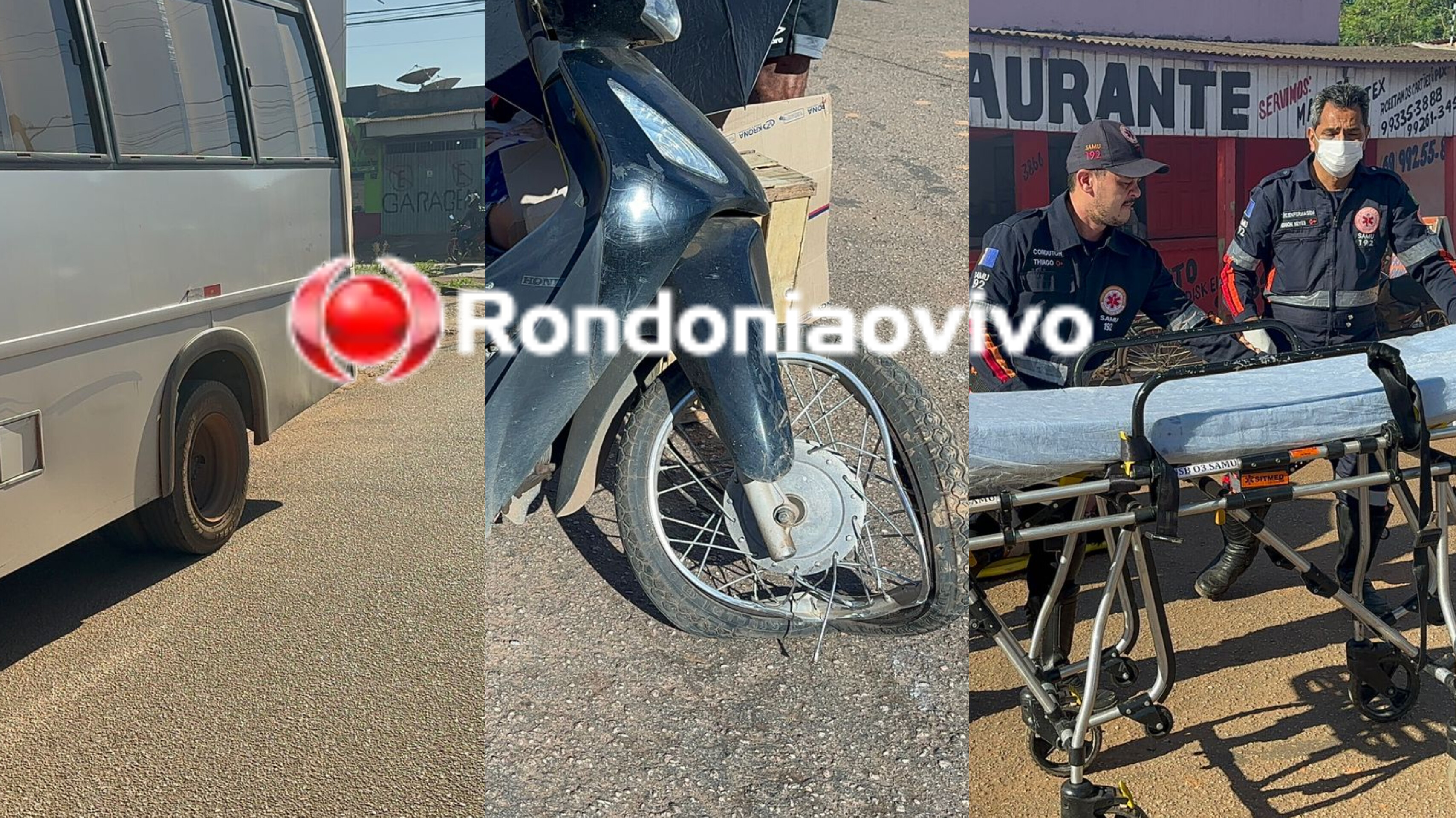 URGENTE: Acidente entre ônibus e moto deixa mulher ferida na zona Sul