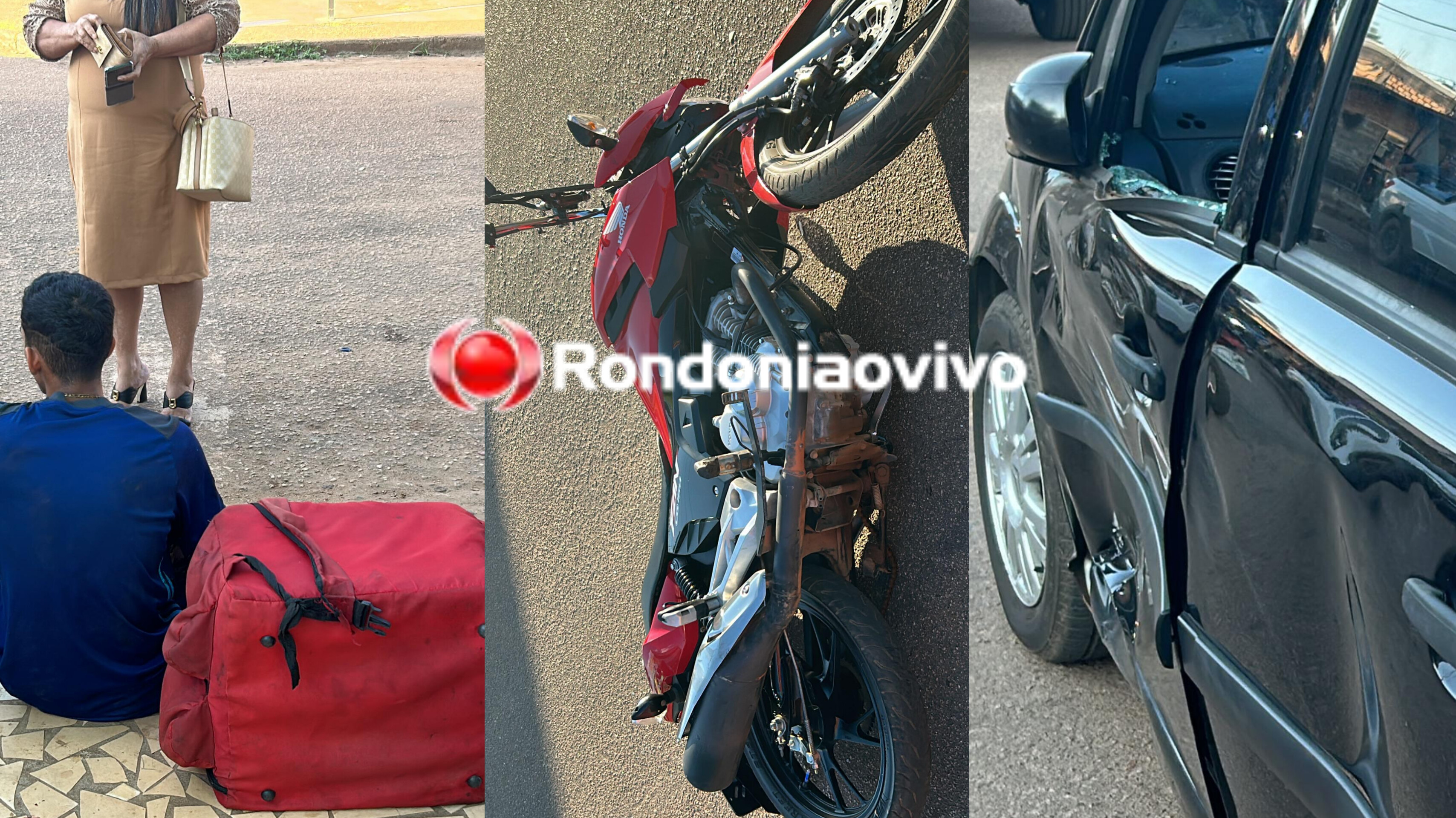 ALTA VELOCIDADE: Motoboy de delivery na contramão bate violentamente em carro