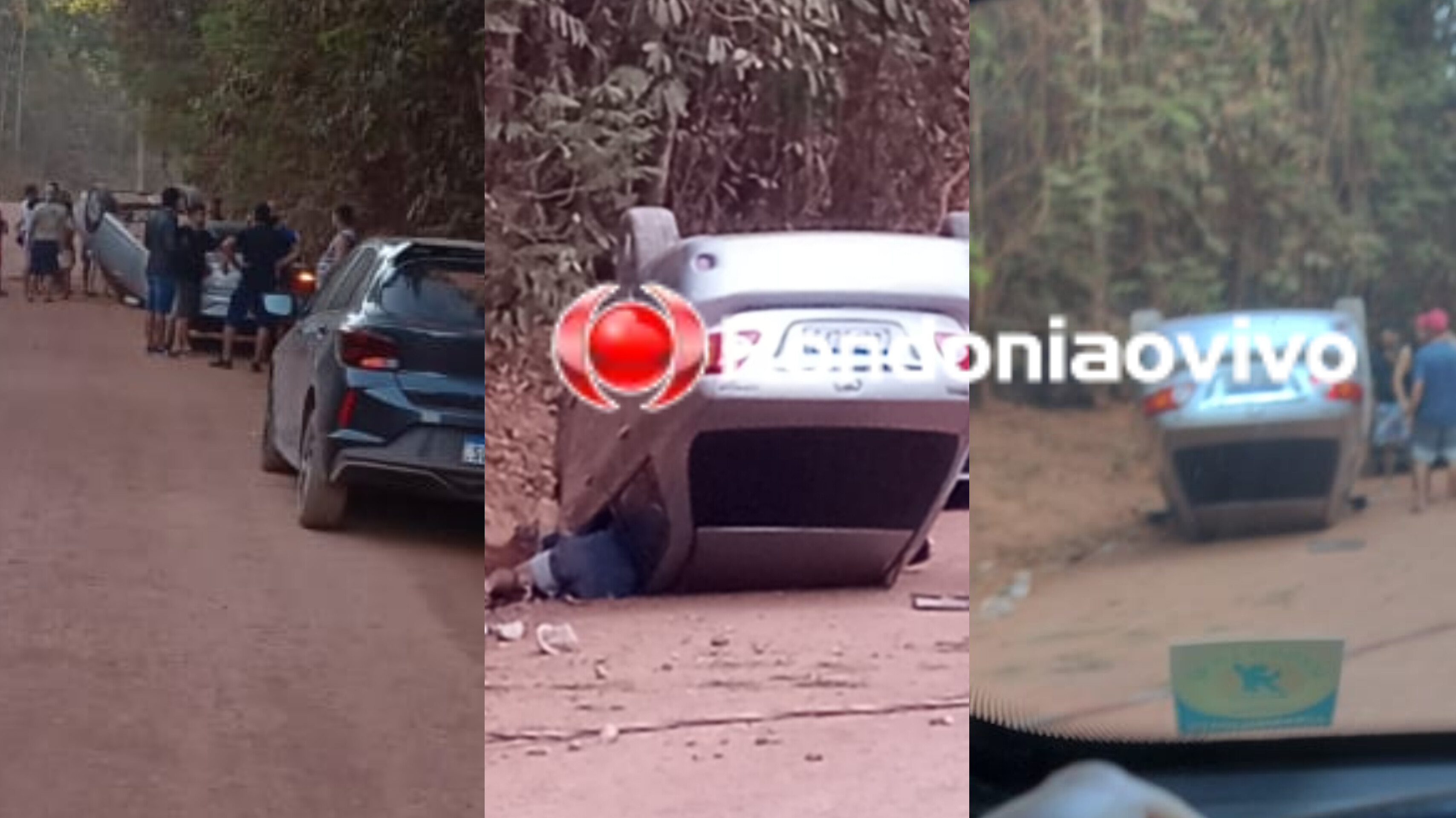 DESGOVERNADO: Carro capota após derrubar poste na Estrada da Areia Branca 