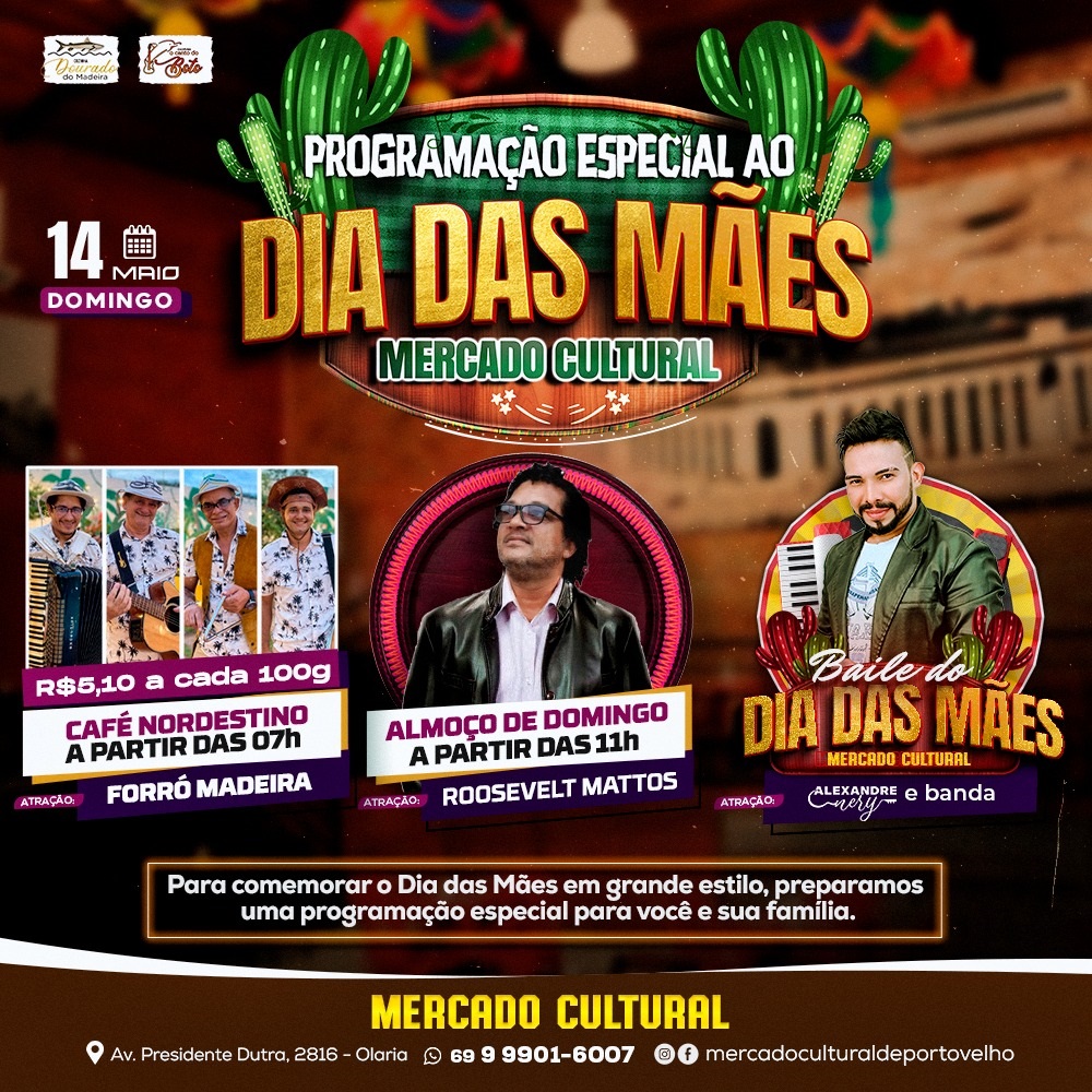 EVENTO: Com show de Roosevelth Mattos, Dia das Mães será comemorado no Mercado Cultural