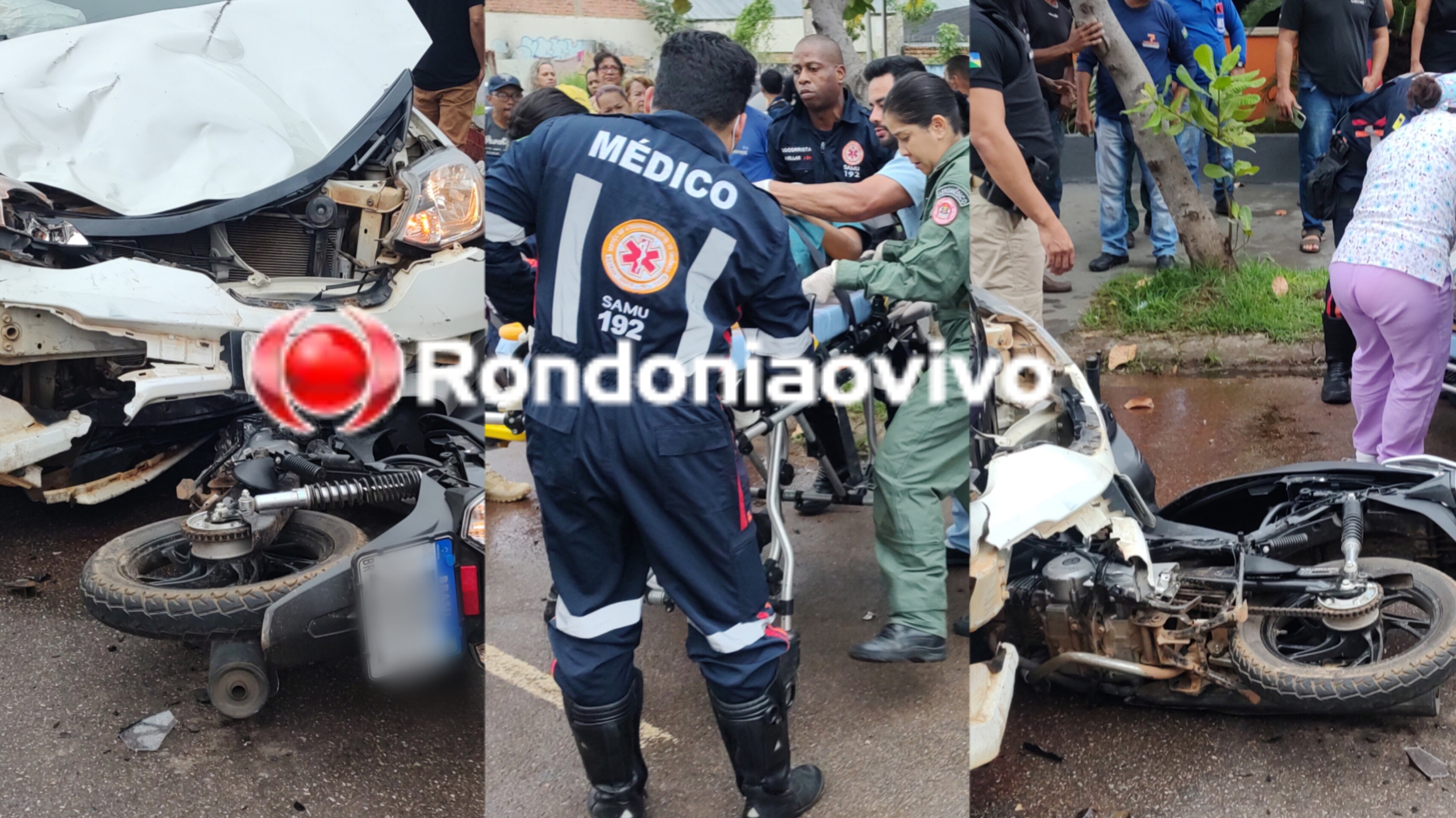 TRAUMATISMO: Mulher bate cabeça em árvore após grave atropelamento