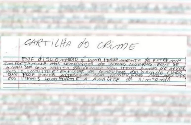 'MANUAL DO PCC': Cartilha sobre o crime é apreendida em penitenciária