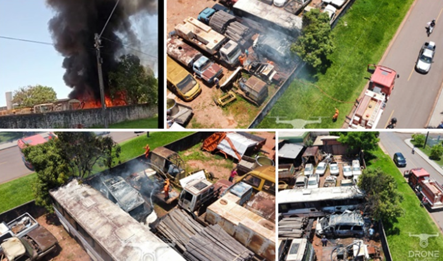 ESPIGÃO D'OESTE: Bombeiros controlam incêndio em garagem de prefeitura