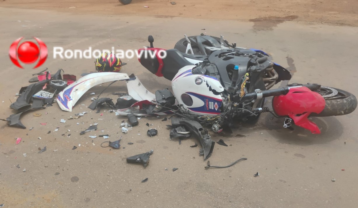 NA GUAPORÉ: Condutor de CB1000 fica gravemente ferido ao bater na traseira de caminhonete