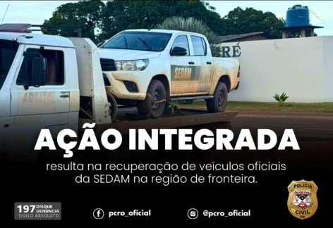OPERAÇÃO: Caminhonetes furtadas da SEDAM e fuzil são apreendidos na fronteira