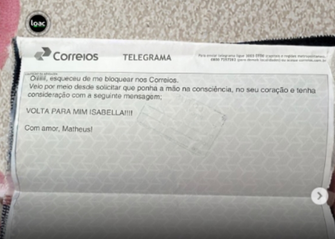 APELOU PELA VOLTA: Homem envia telegrama para ex e viraliza nas redes sociais